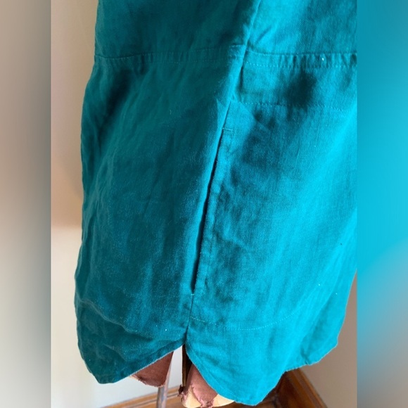J jill love linen green tunic blouse top shirt, Lagenlook coastal Christmas top - Picture 4 of 8